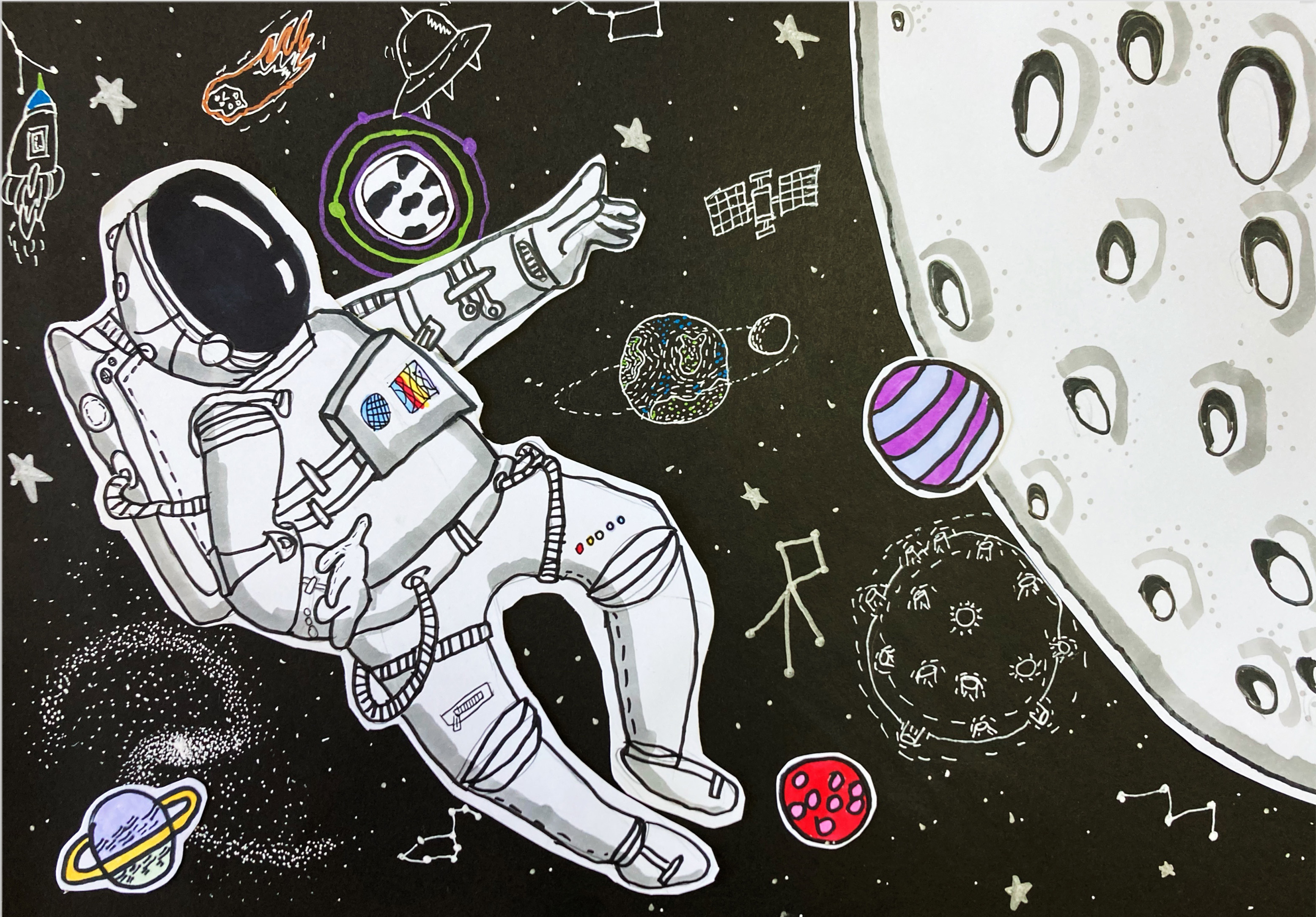 宇航员绘画作品简介图片