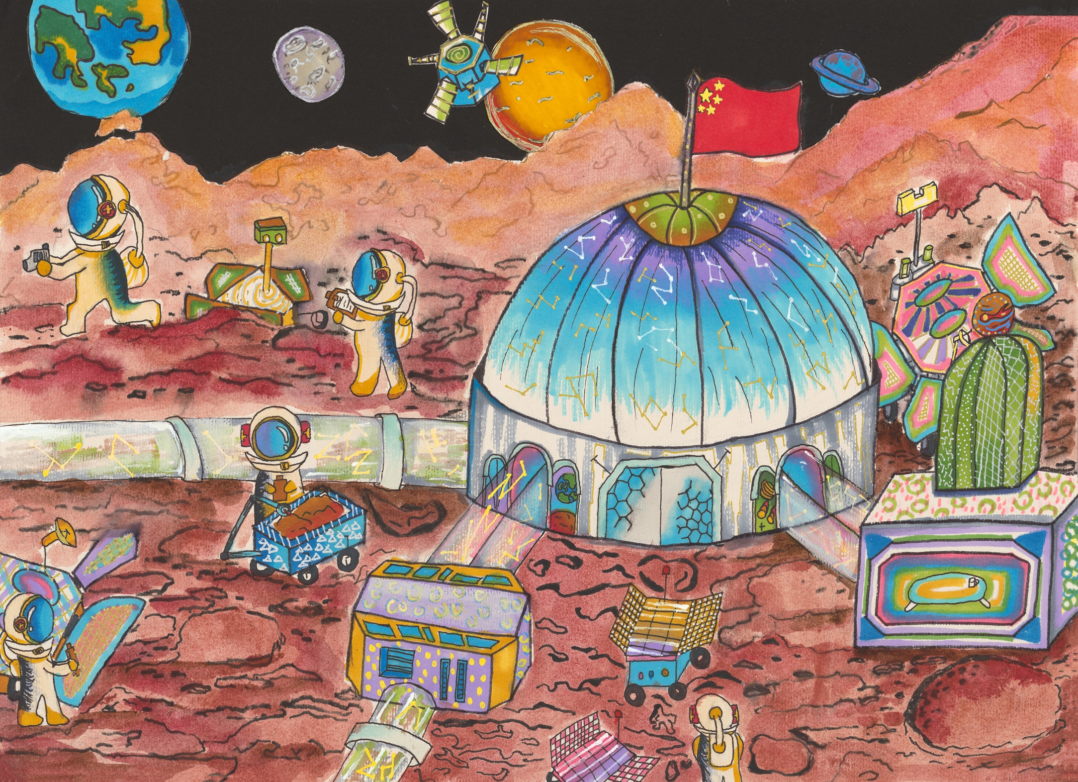火星生活创意绘画图片
